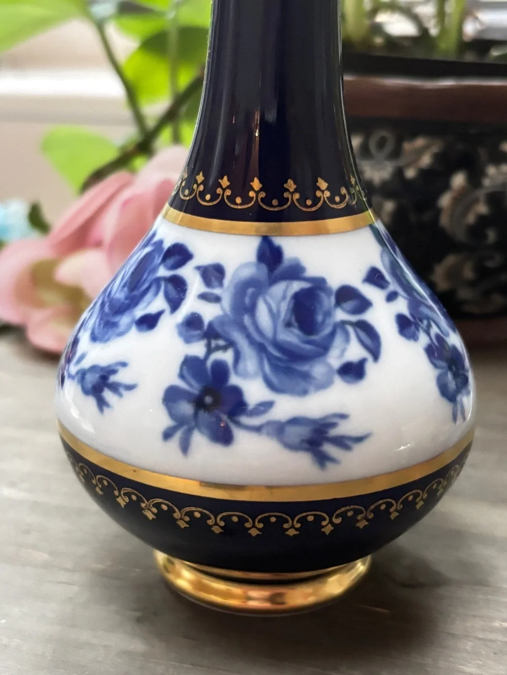 Vintage Cobalt Vase with Gold Accents, Royal Porzellan Bavaria KPM